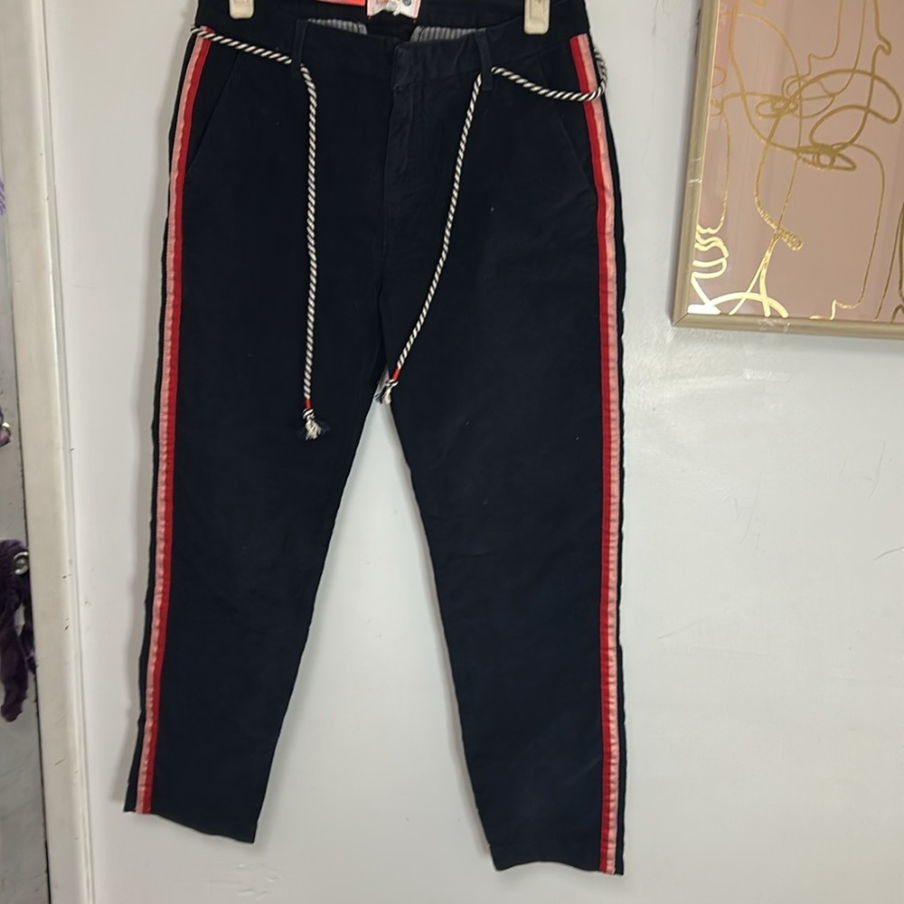 NWT Sundry Navy Corduroy Pants with Pink/Red Side Stripes- size 27